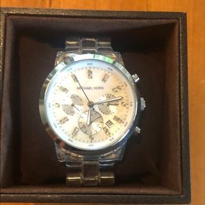 Michael Kors clear band silver face watch